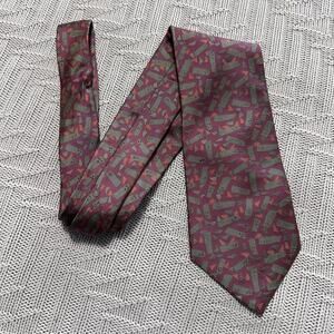 Nick Hilton maroon abstract Italian silk tie